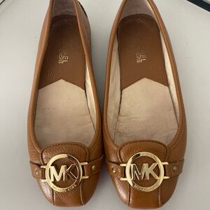 Michael Kors Brown/carmel color Leather MK Logo Moccasin Flats, women’s size 7